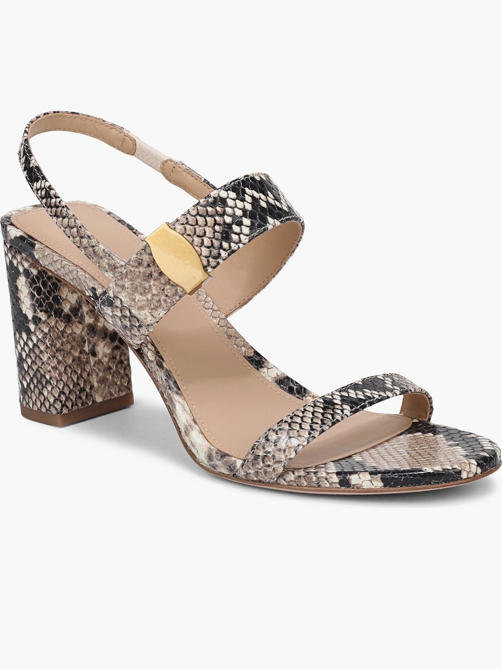 NIB Veronica Beard Genetta Slingback Snake-Print Block Heel